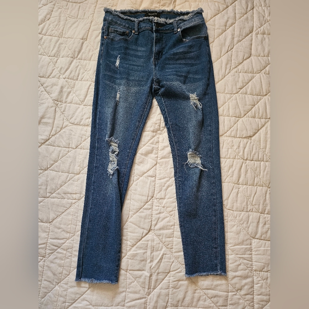 Between Us Medium Wash Distressed Skinny Jeans